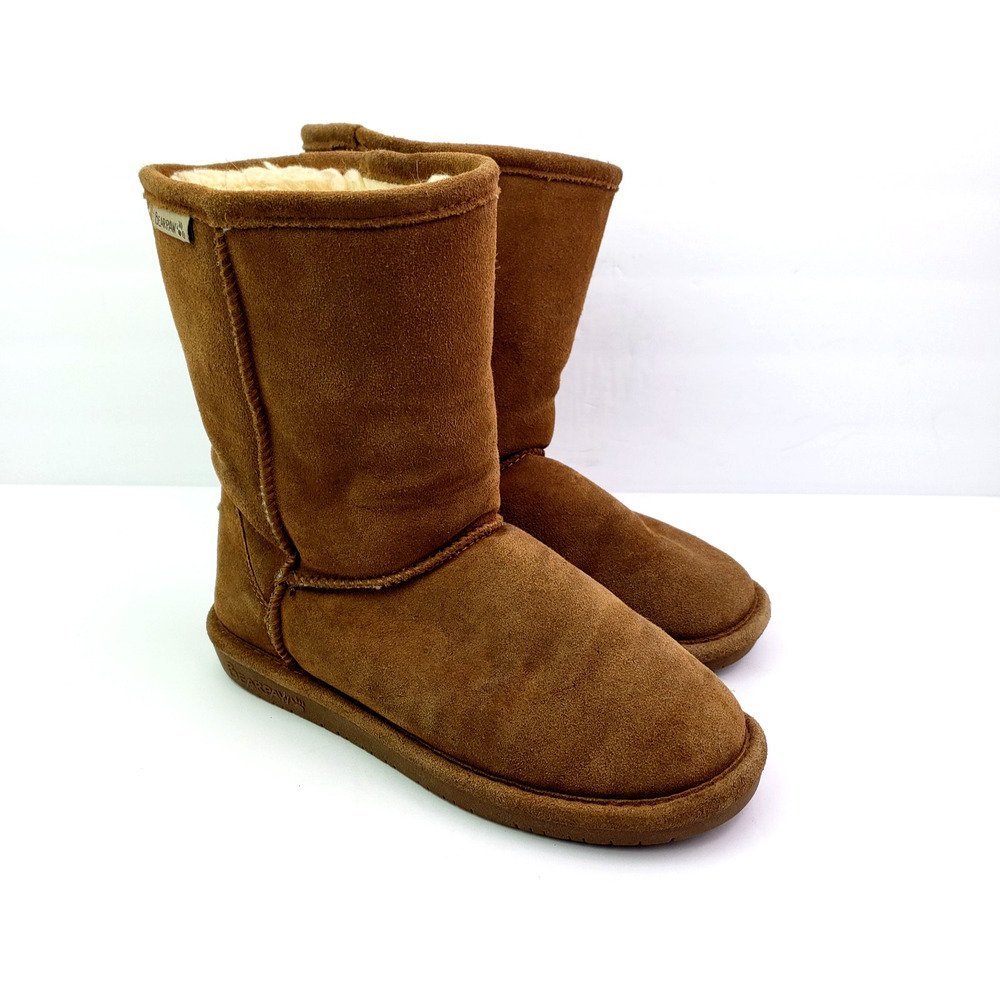 BearPaw Emma Short Womens Size 6 Brown Cow Suede Pull On Warm Boots 608W